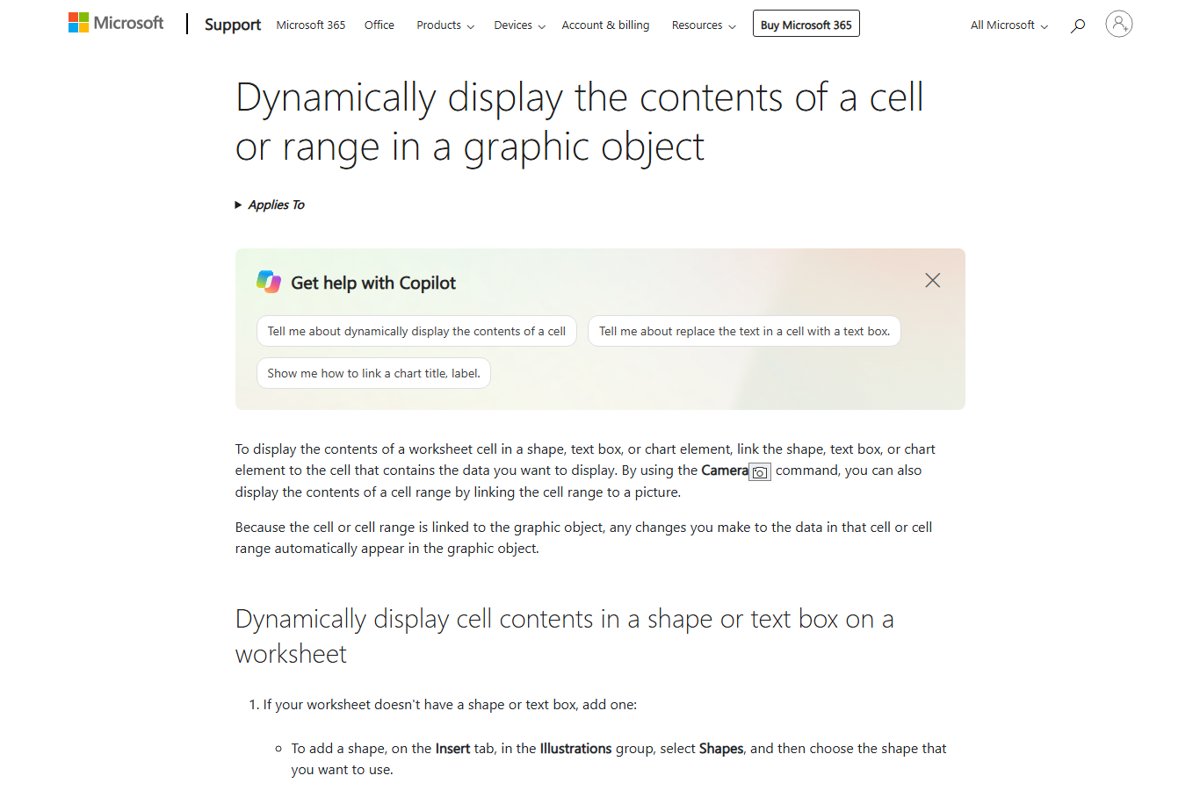 Excel camera tool - create images that automatically update