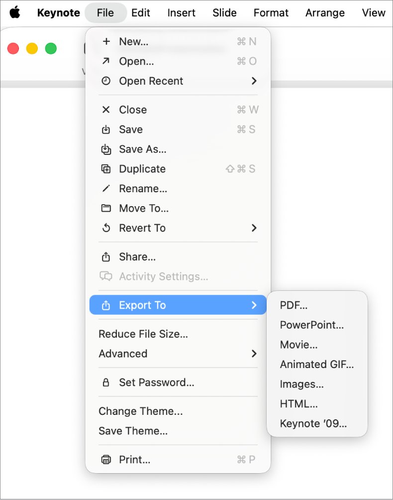 Export Photos album to PowerPoint with Keynote File > Export To menu