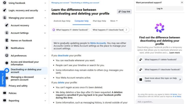 How to delete, close, or deactivate your Facebook account