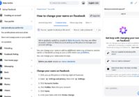 Facebook Help Centre steps for changing your name on a computer
