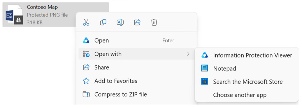 File Explorer right-click menu with Open with Information Protection Viewer