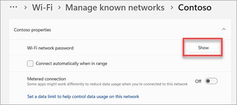 Find saved Wi-Fi password in Windows 11 under Manage known networks