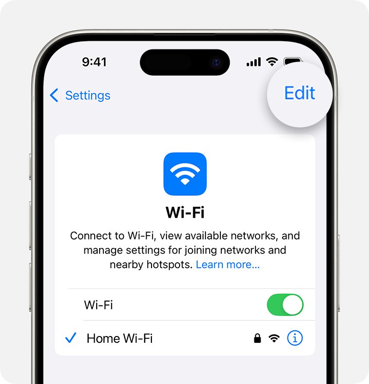 Find the WiFi password on iPhone from the Wi-Fi screen Info button