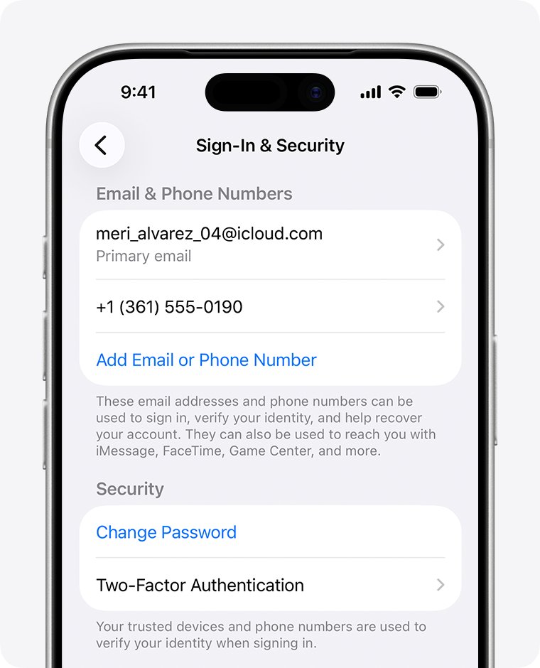 Find your iCloud ID in iPhone Sign-In & Security email settings