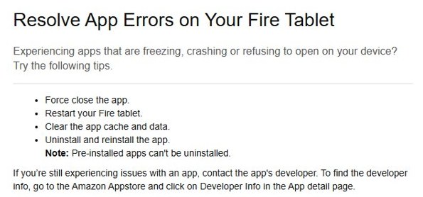 Fire tablet app crashing fixes: force close, restart, clear cache and reinstall