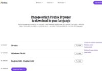 Firefox Custom Download Options page set to Windows 64-bit and English (US)