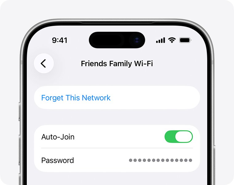 Forget and rejoin Wi-Fi network with the Forget This Network option