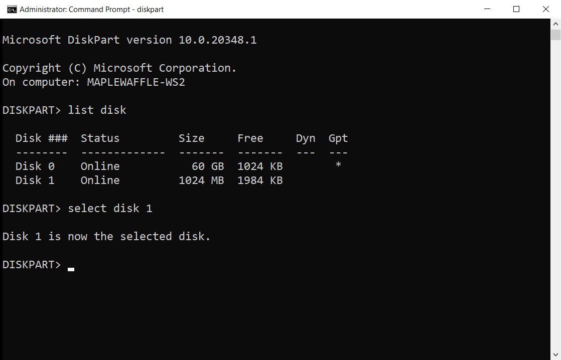 Format a hard drive using CMD with DiskPart list disk and select disk