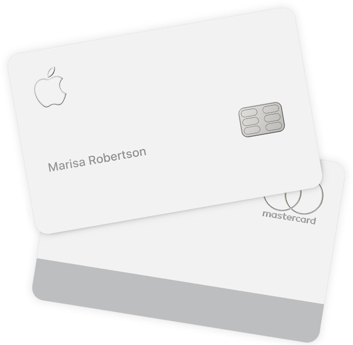 Front and back of the titanium Apple Card with Mastercard logo