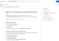 Gmail Help page listing sign-out steps for computer, Android and iPhone