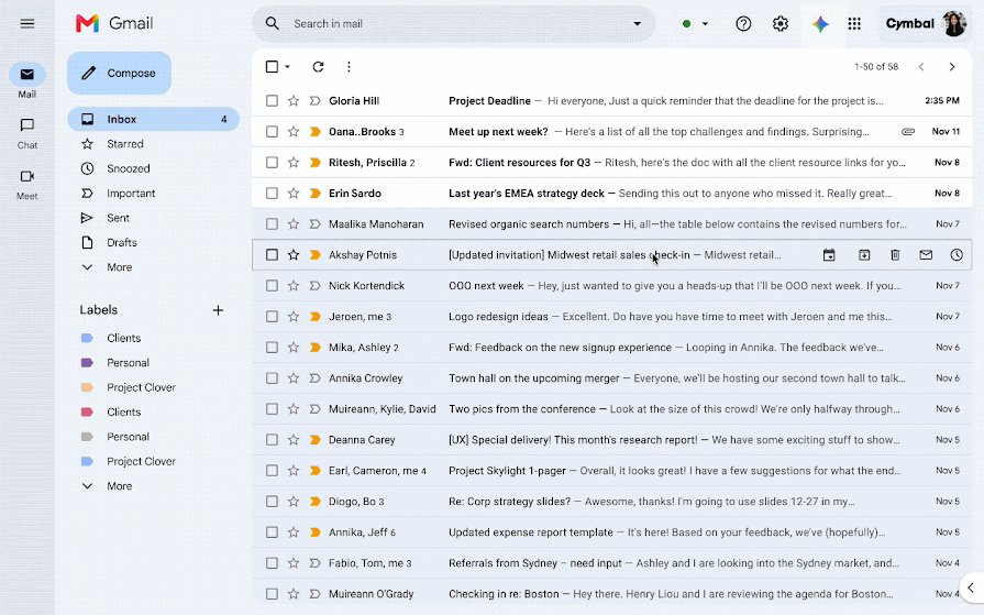 Gmail inbox with an unread count next to Inbox and bold unread emails