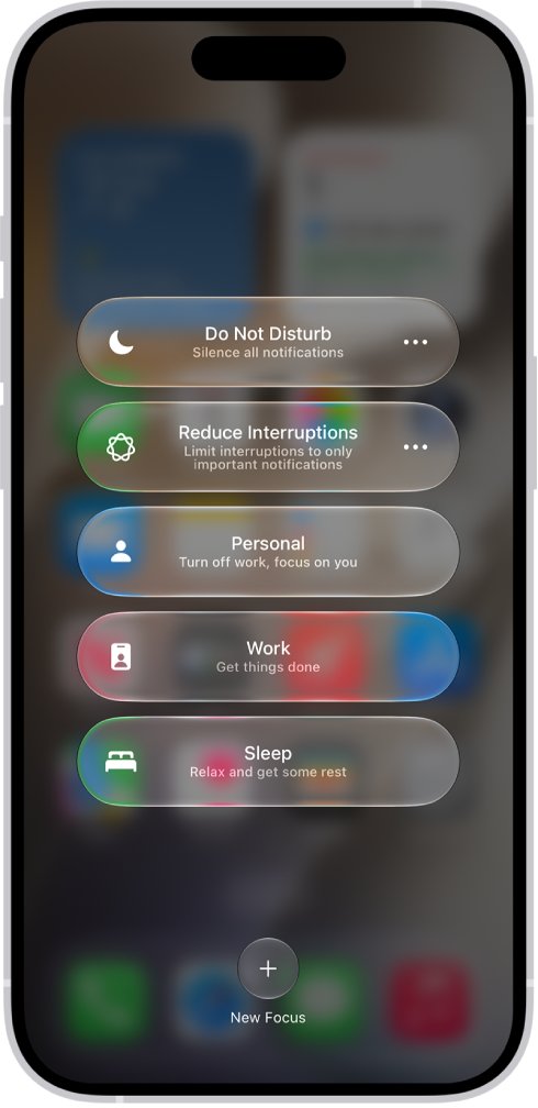 Gmail login prompt blocked by Focus: iPhone Focus menu with Do Not Disturb