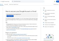 Google Account Help page explaining how to recover a Google Account or Gmail