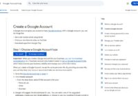 Google Account Help page for creating a Google Account