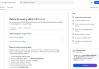 Google Chrome Help page listing steps to delete browsing data on a computer