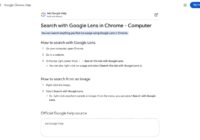 Google Chrome Help steps for searching with Google Lens on a computer