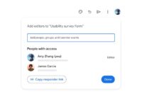 Google Forms share dialog adding editors with People with access list