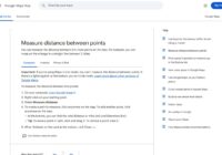 Google Maps Help page listing the steps to measure distance on a computer