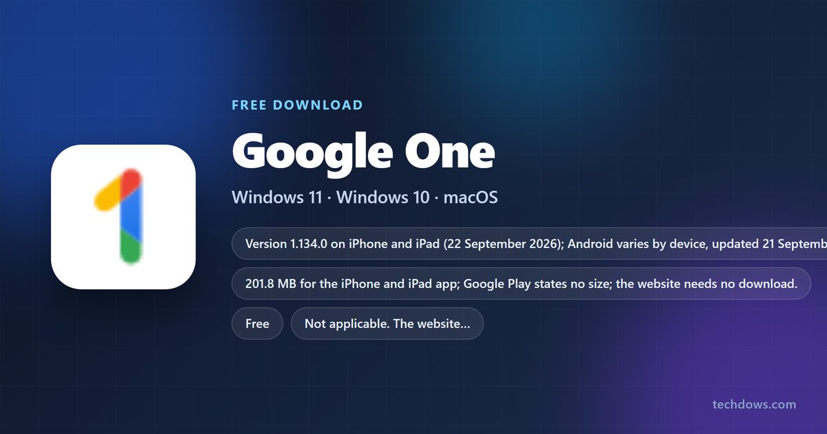 Google One logo with price, supported systems and requirements