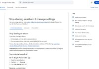 Google Photos Help steps for stopping an album share and link sharing