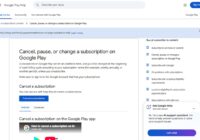 Google Play Help page for canceling, pausing or changing a subscription