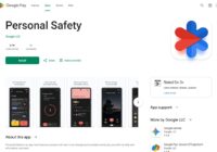 Google Play Store page for the Personal Safety app showing preview screens