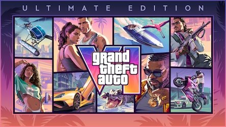 Grand Theft Auto VI Ultimate Edition key art on a purple banner