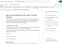 Help page explaining how to use Google Home for web and Nest web app