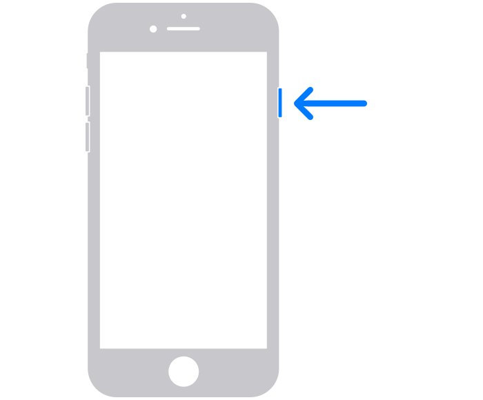 Home button iPhone outline with an arrow on the side button