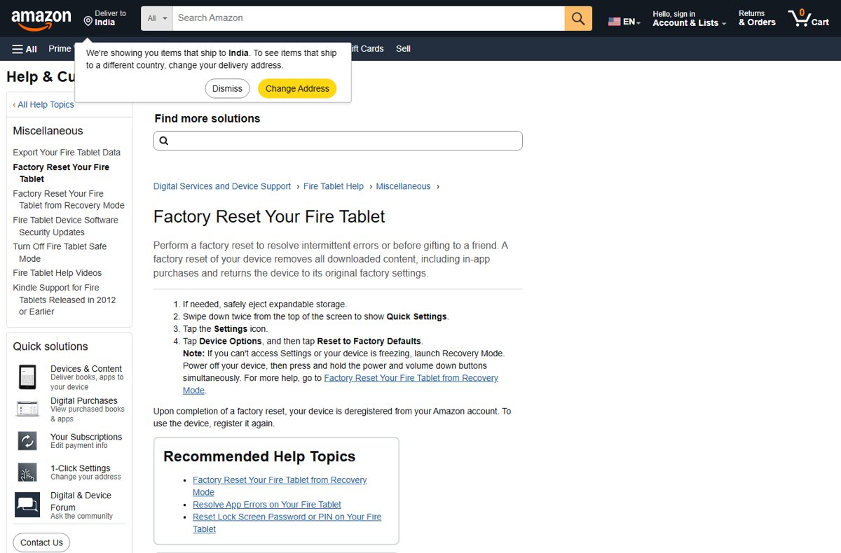 How To Factory Reset Amazon Fire Tablet