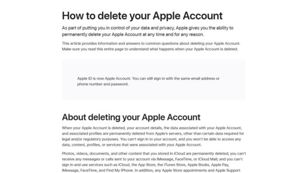 How do I delete my Apple Account?