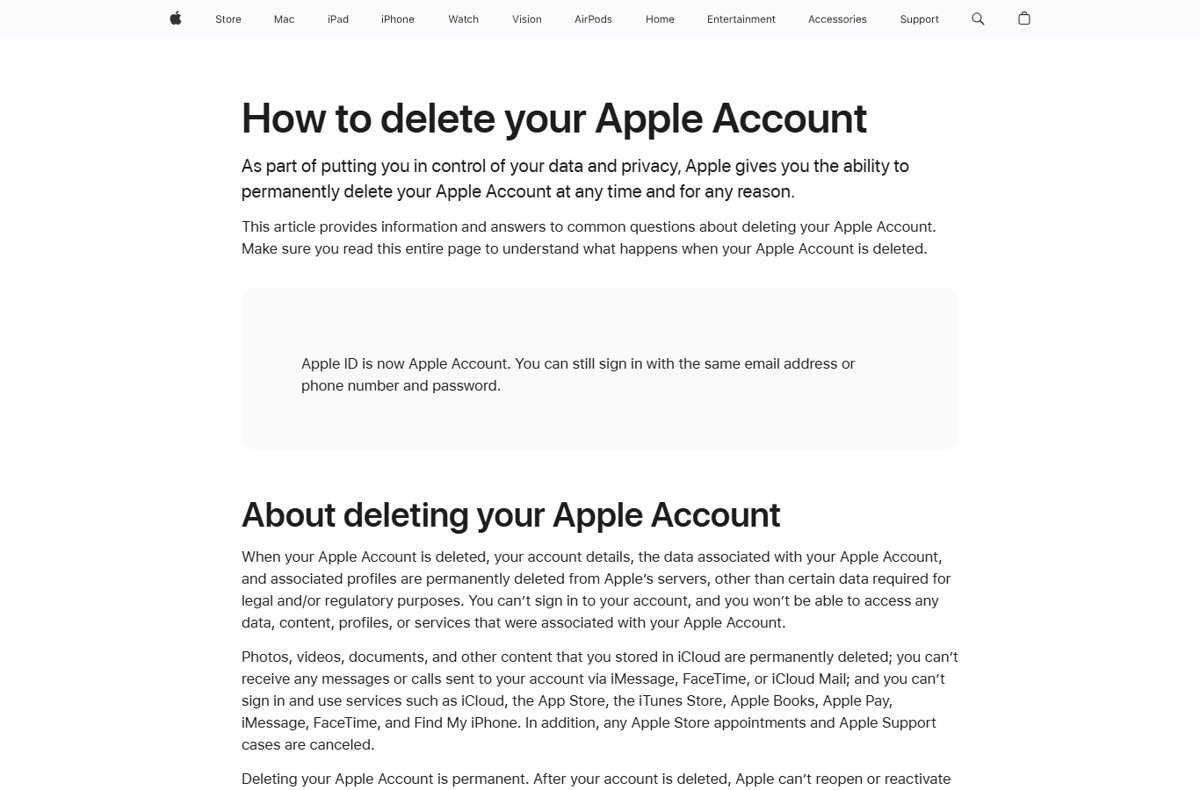 How do I delete my Apple Account?
