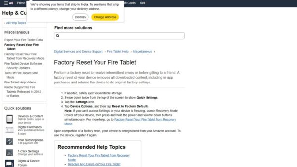 How to factory reset Kindle Fire