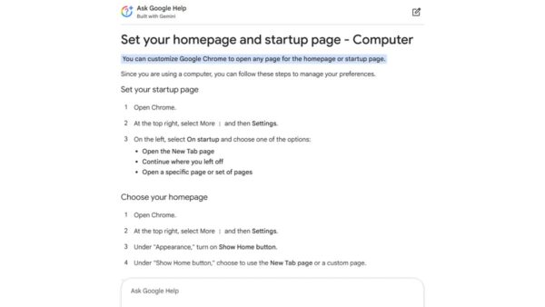 How to change the start page in Chrome and any web browser