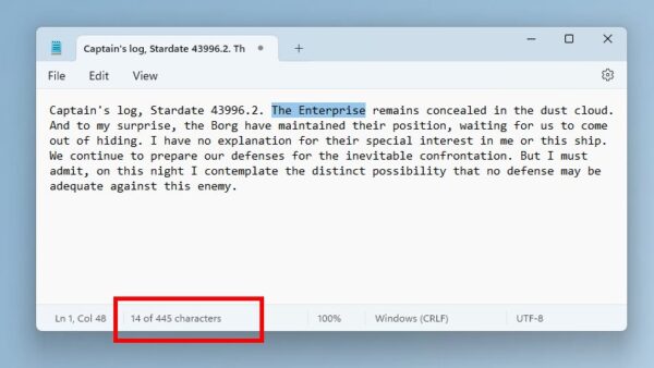 How to count words in Notepad?
