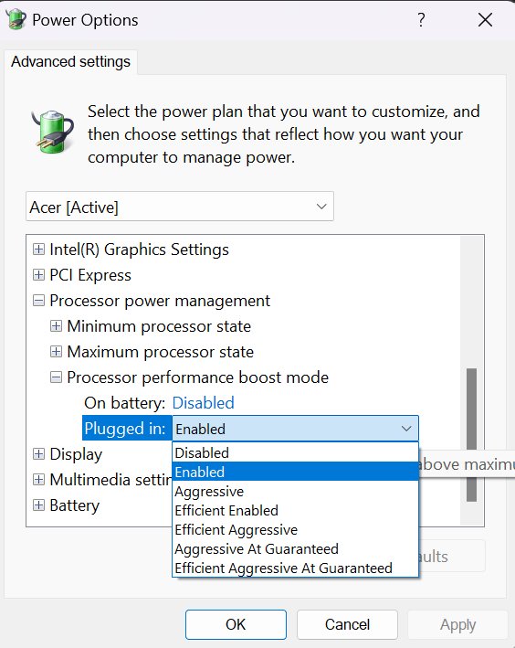 How to enable Processor Performance Boost Mode in Windows