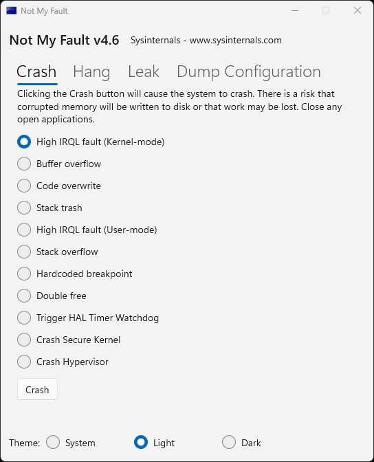 How to force a Blue Screen Of Death in Windows 11
