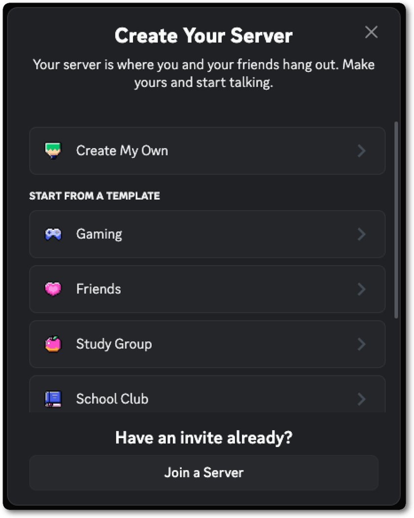 How to join Discord and create a server from the Create Your Server window