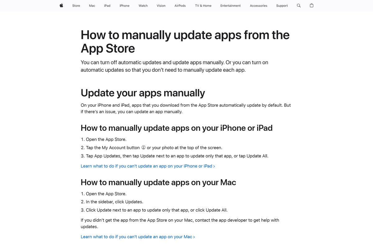 Apple Support steps to update The Sims FreePlay manually