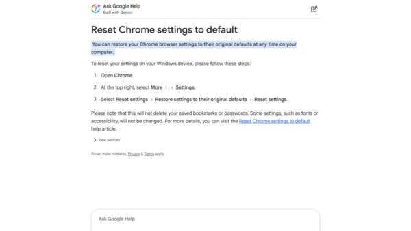 How to reset settings to defaults on Chrome