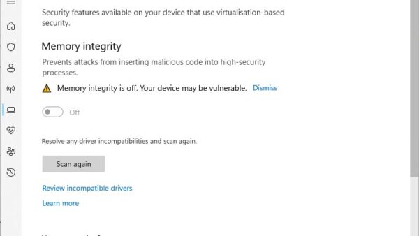 How to turn on/off Core isolation memory integrity in Windows 11