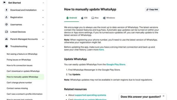 How to update WhatsApp manually to the latest version