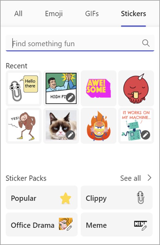 How to use Teams emoji shortcuts and stickers from the message box picker