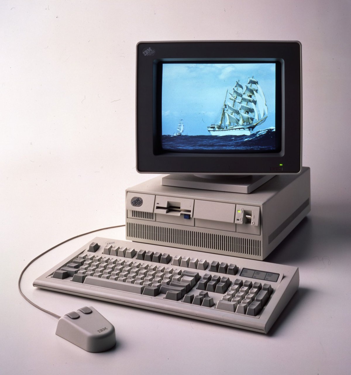 IBM Personal System/2 computer with colour monitor, keyboard and mouse
