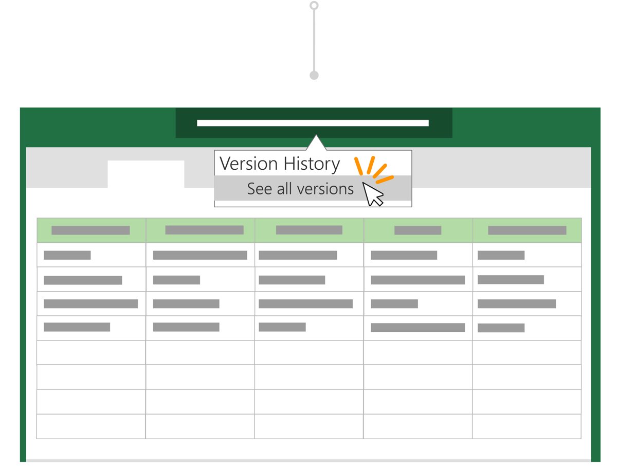 Illustration of the Version History menu with See all versions selected