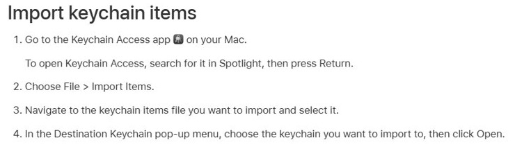 Import DoD certificates into Keychain Access with File > Import Items