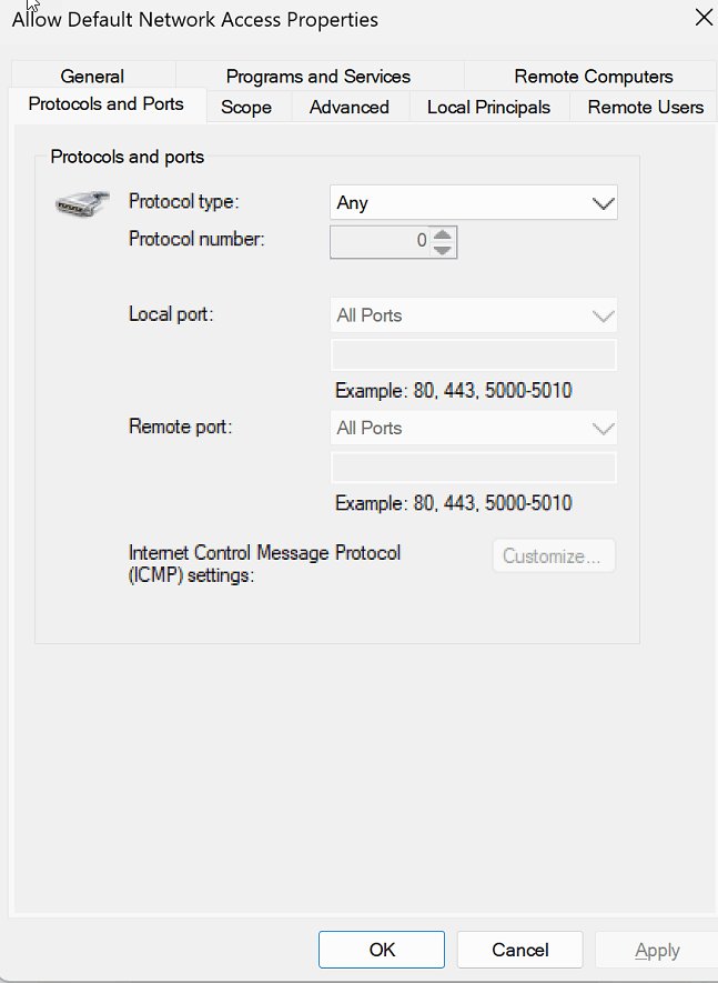 Inbound rules in Windows Firewall: Protocols and Ports tab with port fields