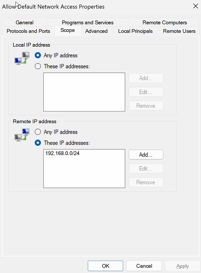 Inbound rules in Windows Firewall limited to a remote IP range on Scope tab