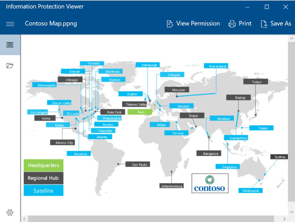Information Protection Viewer showing an opened protected map file