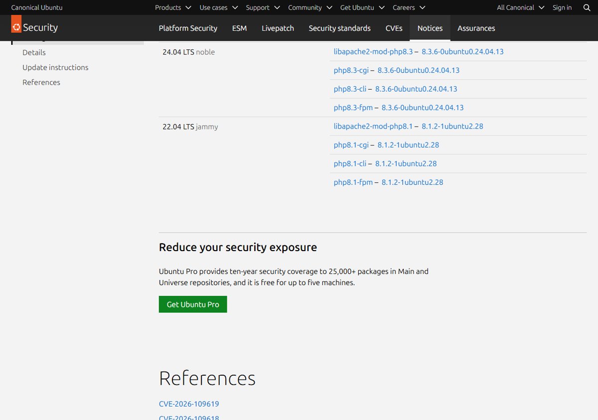Install PHP 8.1 security update on Ubuntu 22.04 to fix PHP2Shell